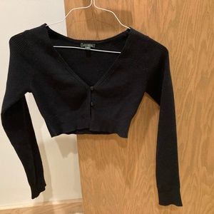 Target Cropped Long Sleeve (Open Sweater) Black